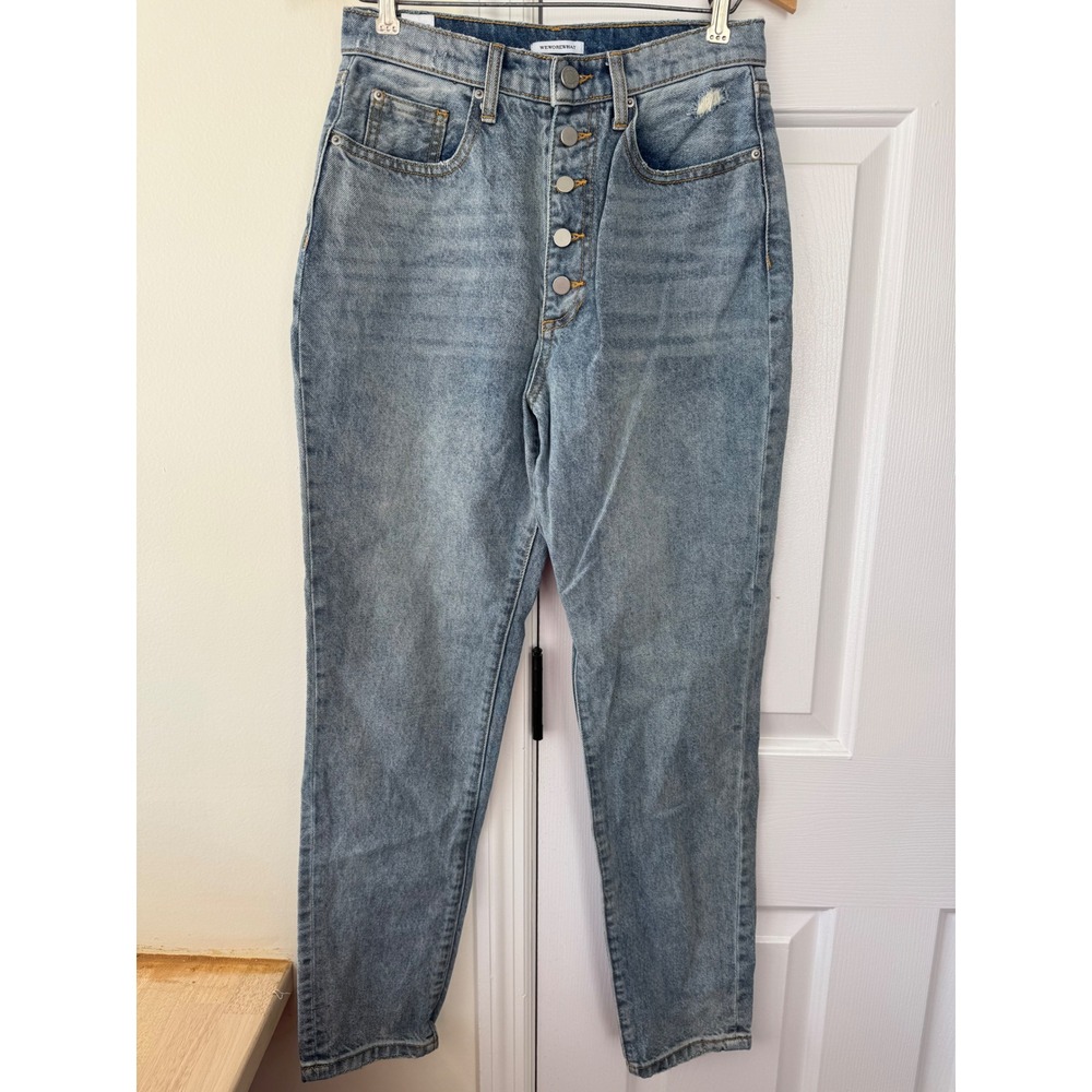 WEWOREWHAT High Waisted Light Wash Button Fly Mom Jeans Size 27